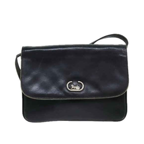 CELINE Shoulder Bag Leather Black Auth 78890 - Picture 10 of 15